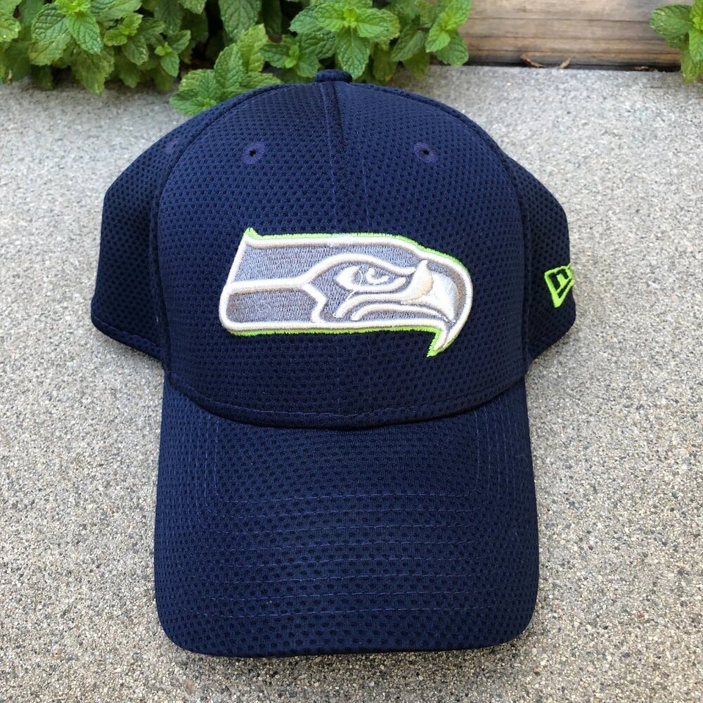NEW ERA Seattle Seahawks Fitted Hat Men's S/M Mesh NFL 39Thirty Cap Blue